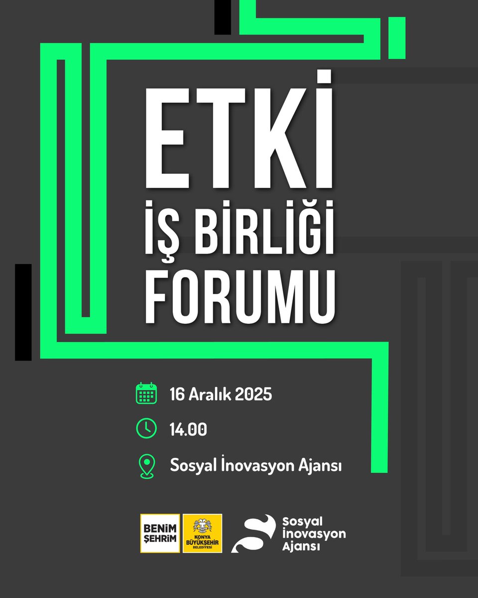Etki İş Birliği Forumu!

Etki ekosistemini Konya’da buluşturmak ve farklı şehirlerdeki iyi uygulama örneklerini paylaşmak amacıyla düzenlenen program ile; sosyal, çevresel ve ekonomik etki üreten paydaşları bir araya getirmeyi hedefliyoruz.

Forum, 16 Aralık 2025’te Sosyal