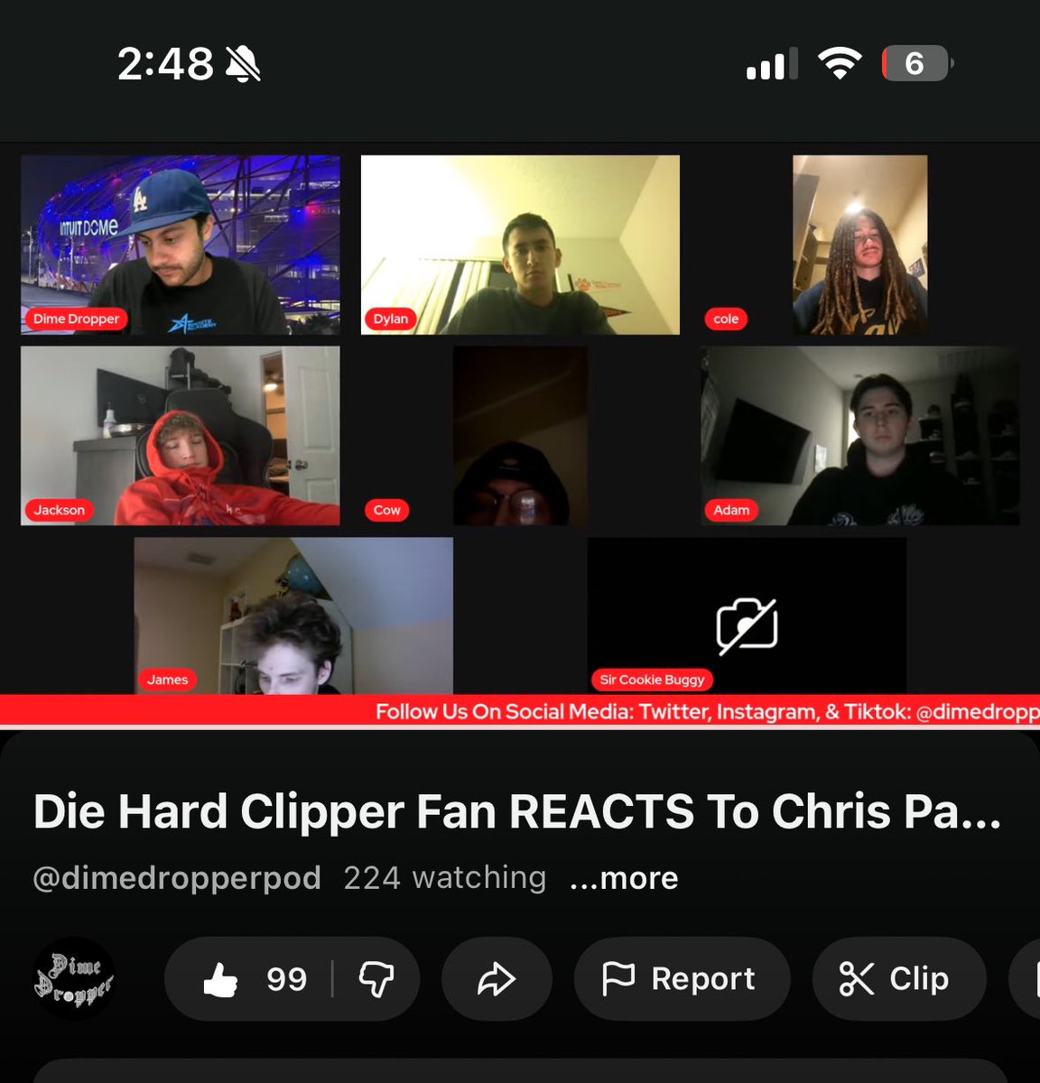 DimeDropperPod's tweet photo. I think it says a lot about this fan base that I could do a live at 1:30 AM PT &amp; 300+ ppl are in there venting about how mad they are Chris Paul got cut. 

Over 200 at 2:48 AM. This fan base cares. This fan base loves CP3. And you took his farewell season away from him &amp; us https://t.co/ELB1JkD97v