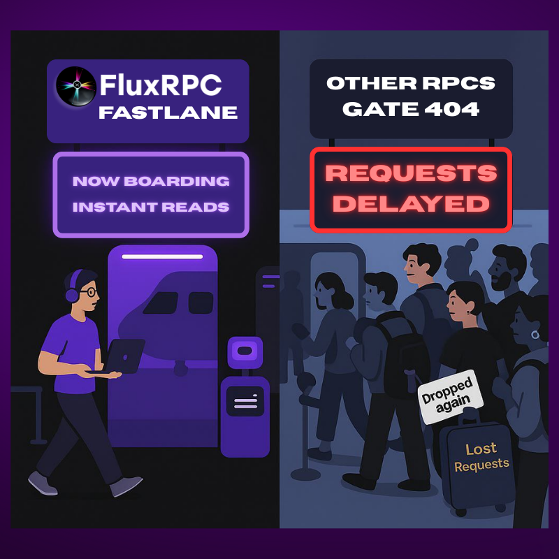 FluxRPC's tweet image. Waiting on stale RPC data? It’s like standing at the gate while your flight never boards.

FluxRPC gives real-time reads at a cost that makes sense.