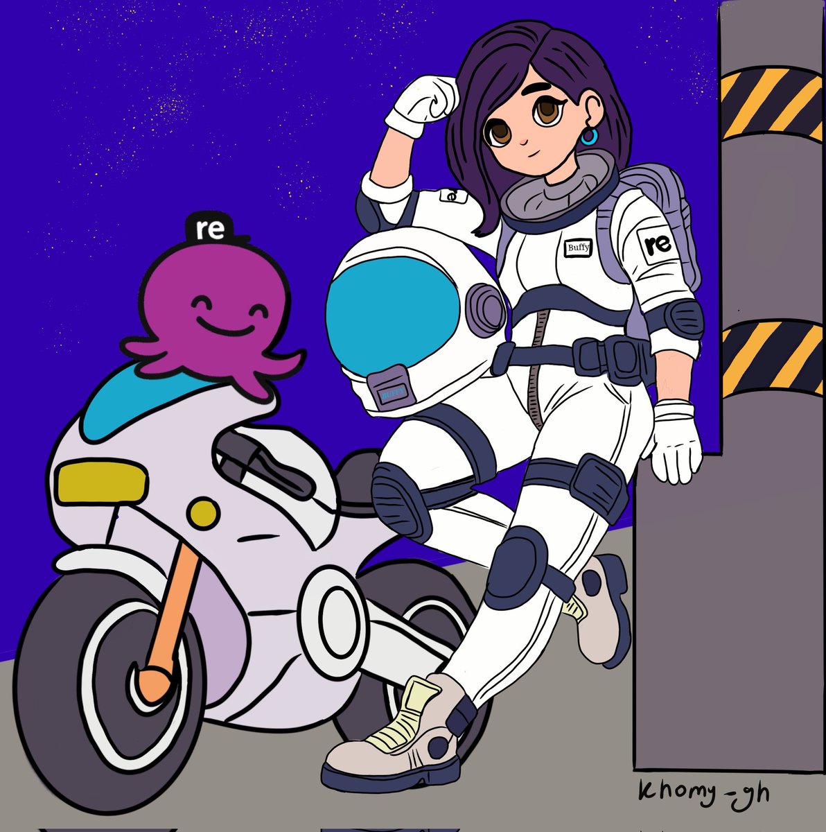 khomy401569589's tweet image. I design a different Buffy&apos;s official look for Second OG art contest, the astronaut mascot of the @re community.
This is how Buffy looks in my world…
I hope this design comes close to the final version she’ll have.
@re
 @ChazEevee
@miketwinks
@CroketCoin
@onnet1001
#ReProtocol