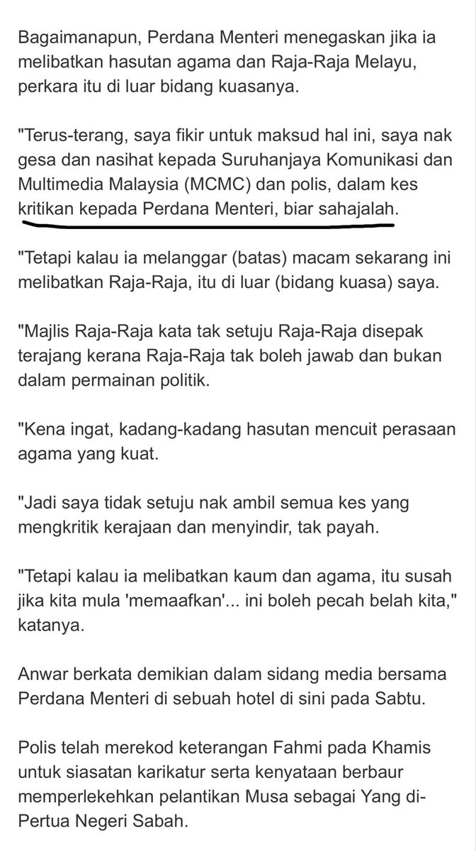 This move by the police is unnecessary.

The Prime Minister himself has gone on record saying the place for satire should be protected, not condemned or investigated.

Perlu fokus kepada isu jenayah yang sebenar, bukan tindakan sebegini.