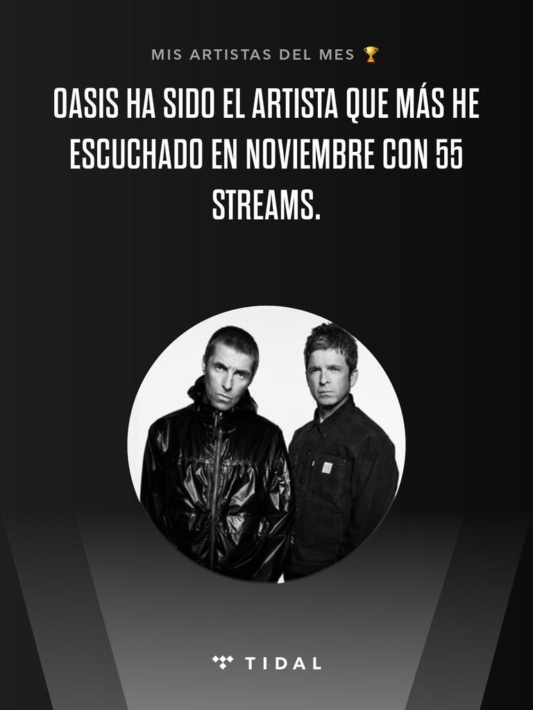 Mi artista más escuchado en <a href="/TIDAL/">Tidal</a> en noviembre ha sido <a href="/oasis/">Oasis</a>. #MisArtistasTIDAL