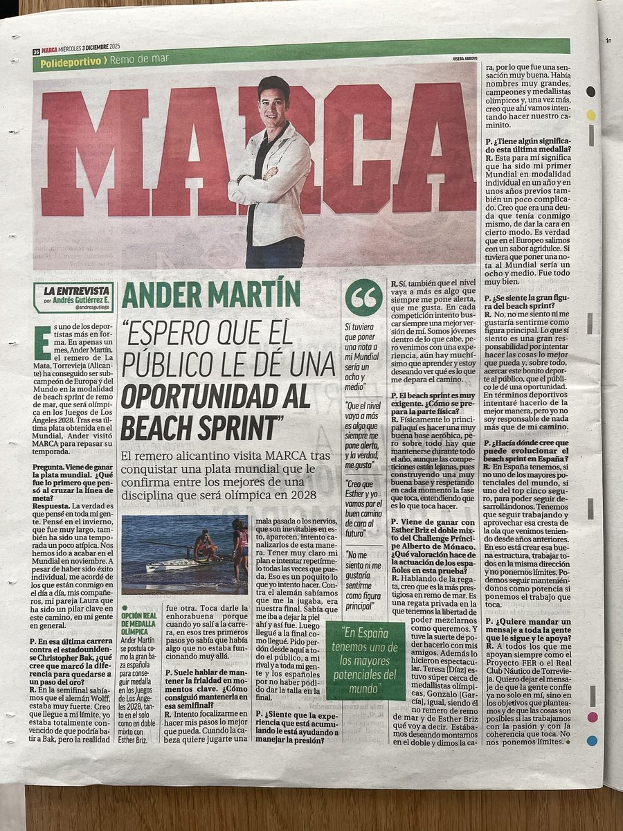 Hoy en papel en MARCA con otra gran entrevista a <a href="/ander_martiin/">Ander Martín</a>