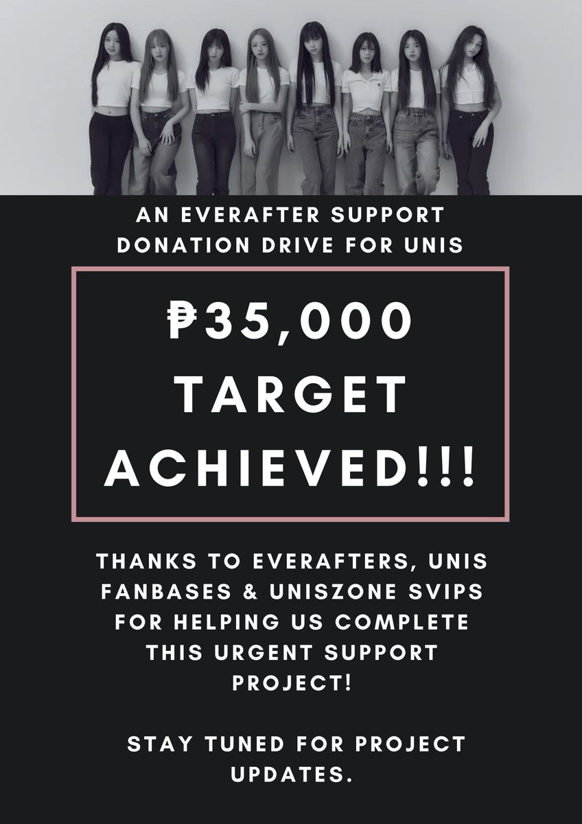 🌟 EVERAFTERS, we did it! 🌟

Thanks to the incredible support of all EverAfters and UNIS fanbases, we’ve reached our donation goal! 💖 Every contribution, big or small, made this possible.

UNIS DESERVES BETTER, and together we’ve shown how much we care. 💫