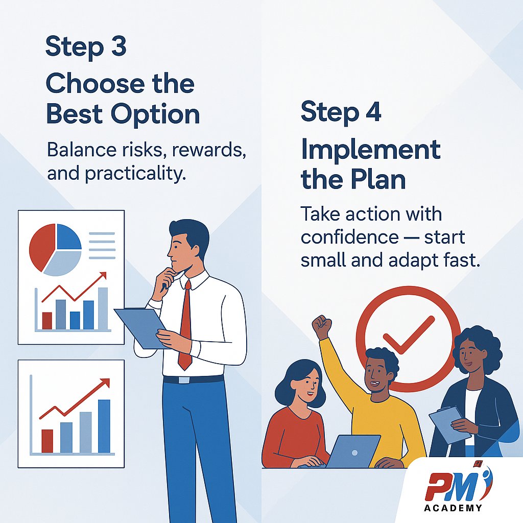 PMAcademy1's tweet image. Problems are inevitable, but confusion doesn’t have to be.

Here’s a simple, structured framework to help you think clearer, act faster, and lead smarter when challenges arise. 

#WisdomWednesday #ProblemSolving #Leadership #PMAcademy