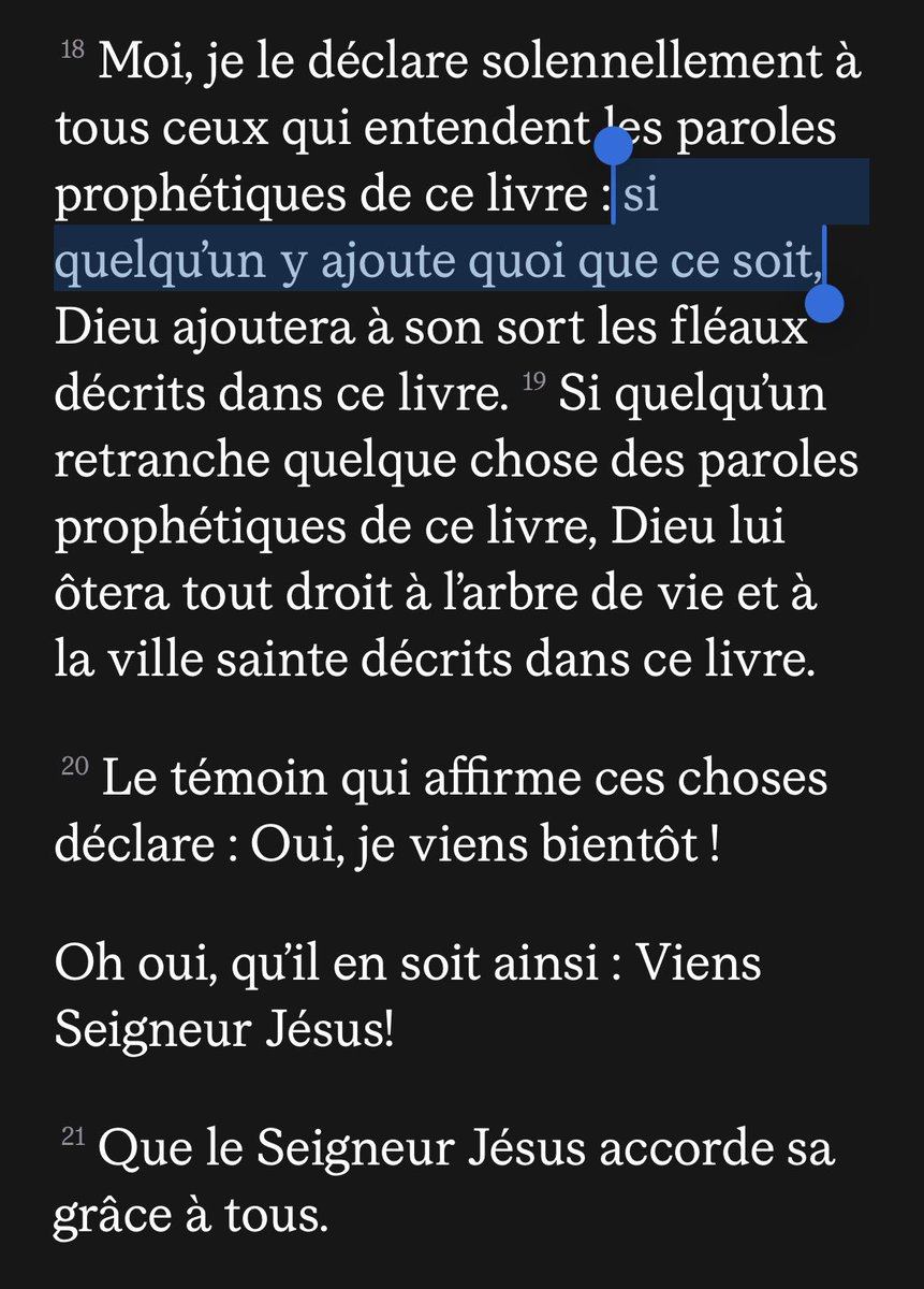 « L’Islam est la suite » alors que la Bible se termine comme ça :