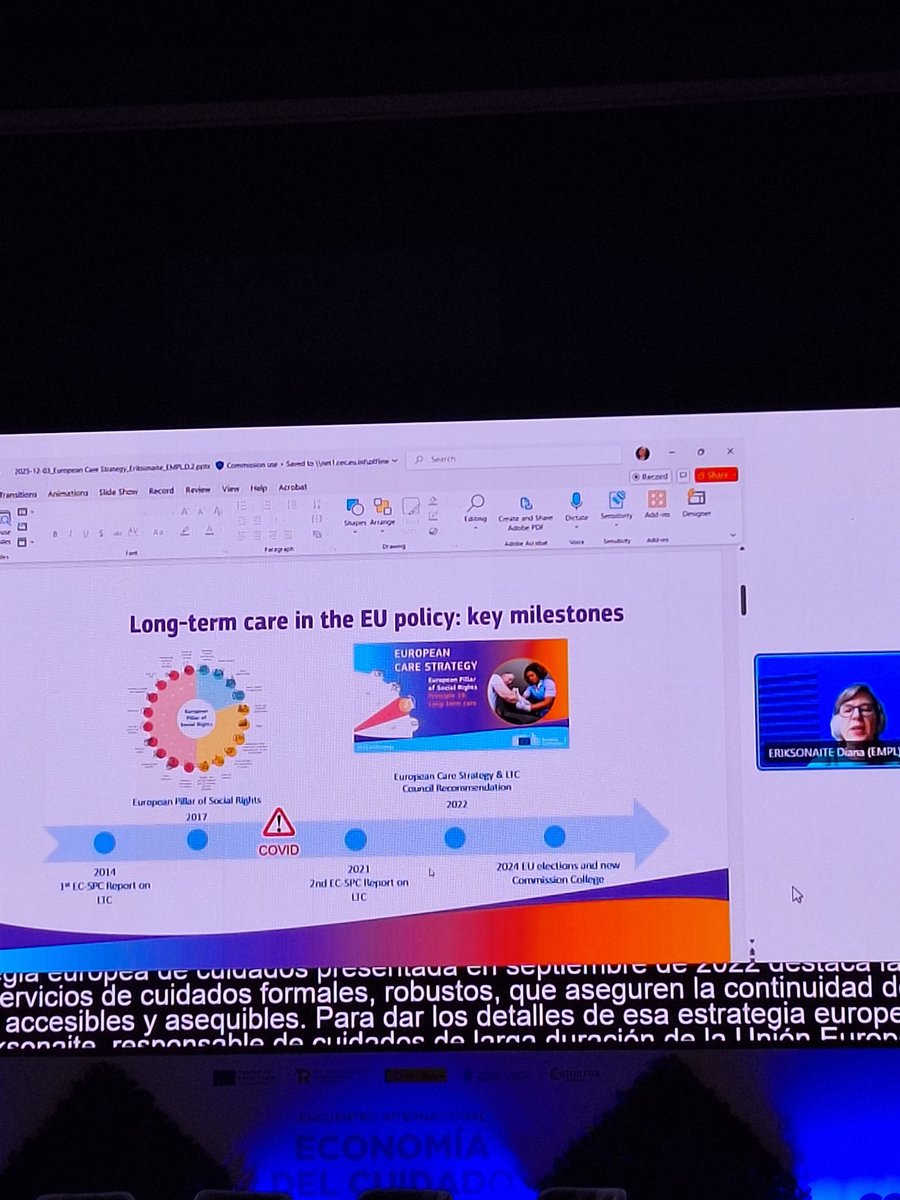 InfocomS's tweet image. 🇪🇺Tras la pausa café, comienza la Conferencia vía streaming, &quot;La Estrategia Europea de #Cuidados&quot;, a cargo de Diana Eriksanaite