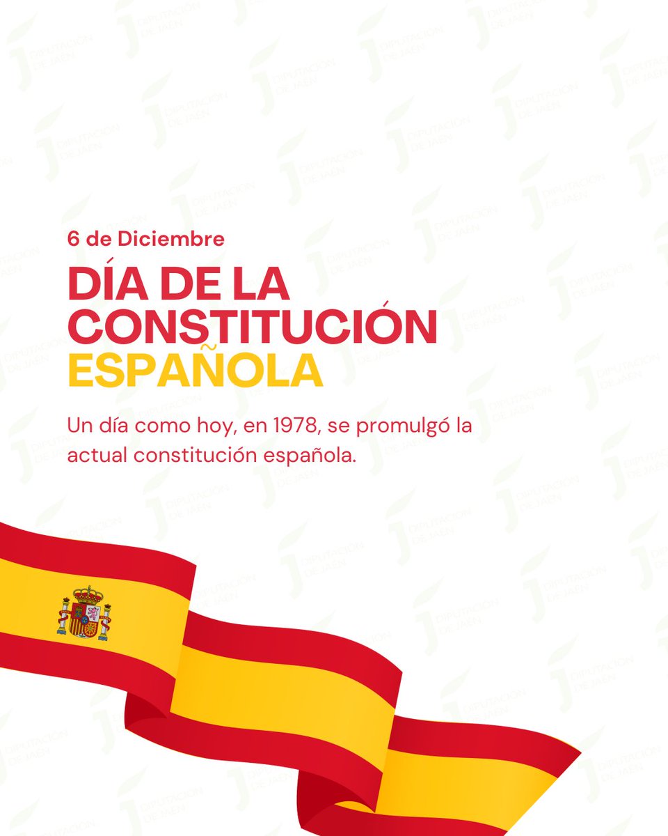 Hoy celebramos el #DíaDeLaConstitución, la norma fundamental que desde el #6dediciembre de 1978 garantiza nuestros derechos y libertades.

Desde <a href="/dipujaen/">Diputación de Jaén</a> reivindicamos la importancia de la Constitución como pilar de la sociedad.

46 años fortaleciendo la democracia.