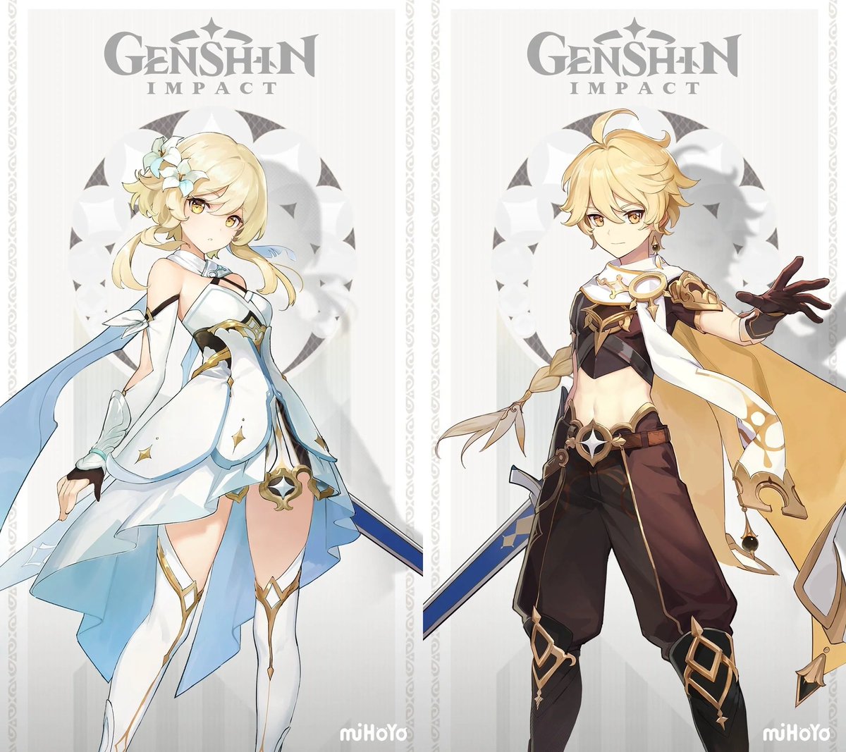 genshinmains_'s tweet image. New costumes for Aether &amp;amp; Lumine 

#Nodkrai #原神📷#Genshinlmpact
