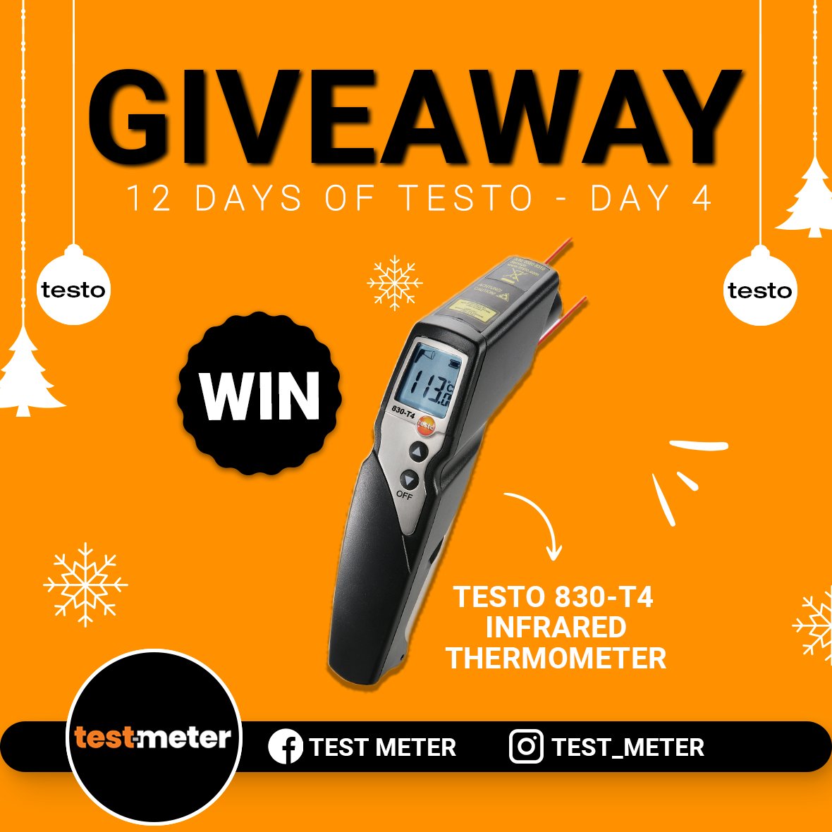 We have partnered with <a href="/testmeter/">Test Meter Group Ltd</a>  to giveaway a testo 830-T4 Infrared Thermometer!! 🤩

To Enter: 👇
1. Like this post
2. Follow both @testolimited &amp; <a href="/testmeter/">Test Meter Group Ltd</a>
3. Tag 3 friends

T’s &amp; C’s apply

Winner announced 4/12/25 10am via Testo social channels.

#giveaway #12DaysofTesto