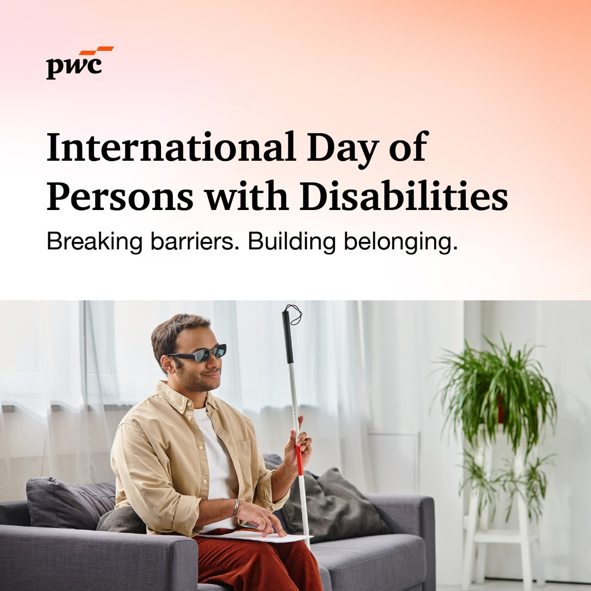 PwC_IN's tweet photo. On International Day of Persons with Disabilities, we reaffirm our commitment to accessibility, inclusion, and support for all.

At PwC India, we’re building a workplace where everyone can thrive.

Join us in putting #InclusionFirst – today and every day. https://t.co/hBnzntHcNA