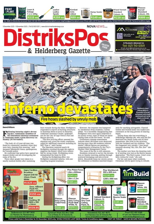 Dit is Woensdag en 'n splinternuwe uitgawe van die Helderberg se gewildste gemeenskapskoerant, DistriksPos &amp; Helderberg Gazette is vandag beskikbaar!
Verkies jy om digitaal te lees?
Laai die volledige uitgawe af by: districtmailhelderberg.co.za/e-editions/