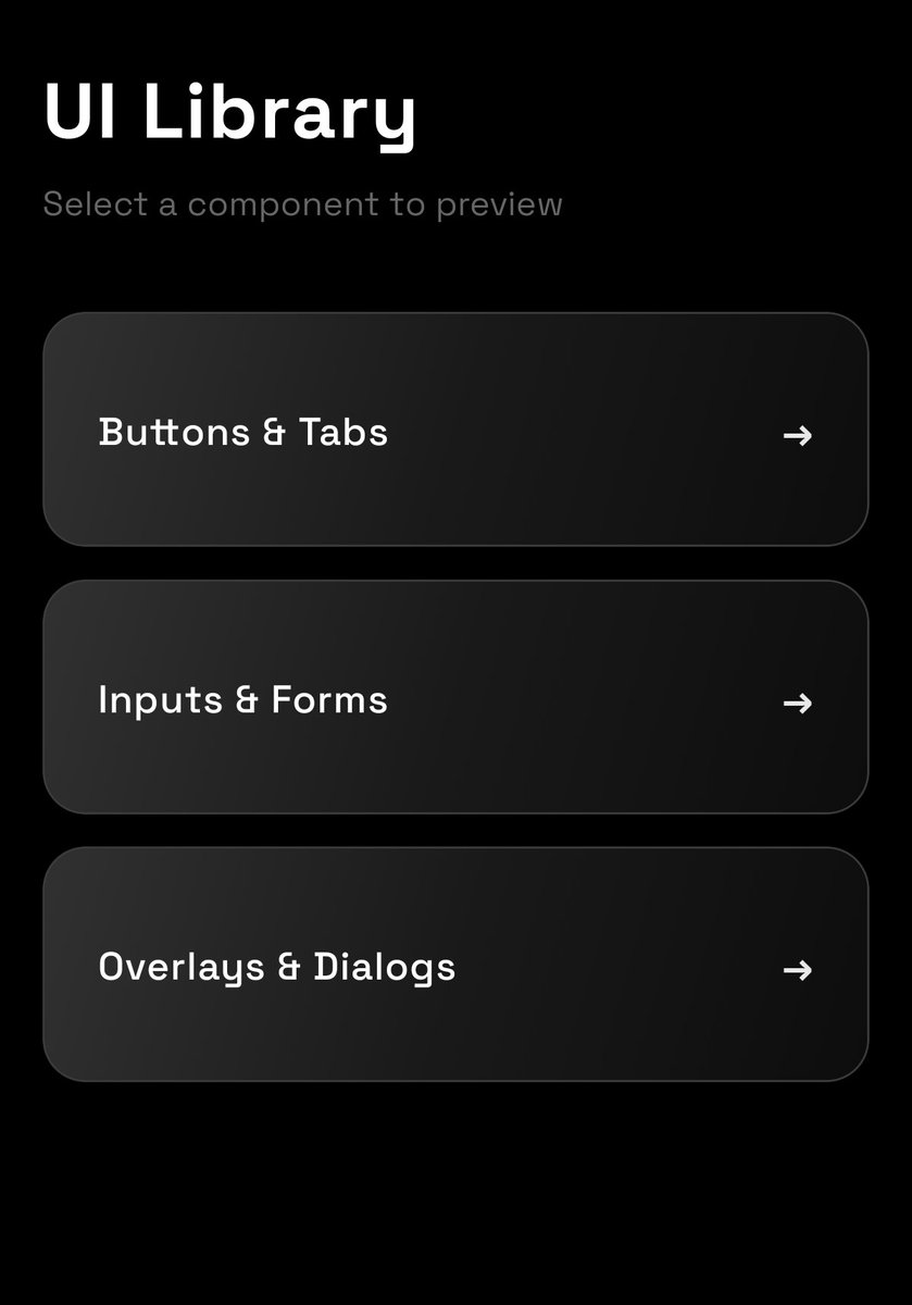 webSpyderDev's tweet image. #buildinpublic #reactnativeapp 
Day 2!
1. Buttons and Tab Components ✅
2. Individual components Showcase page ✅
3. List all components menu page ✅

- building &quot;SpyderUI&quot; - an easy to use (copy/paste) components, for making react native developers life easy 🚀✨
