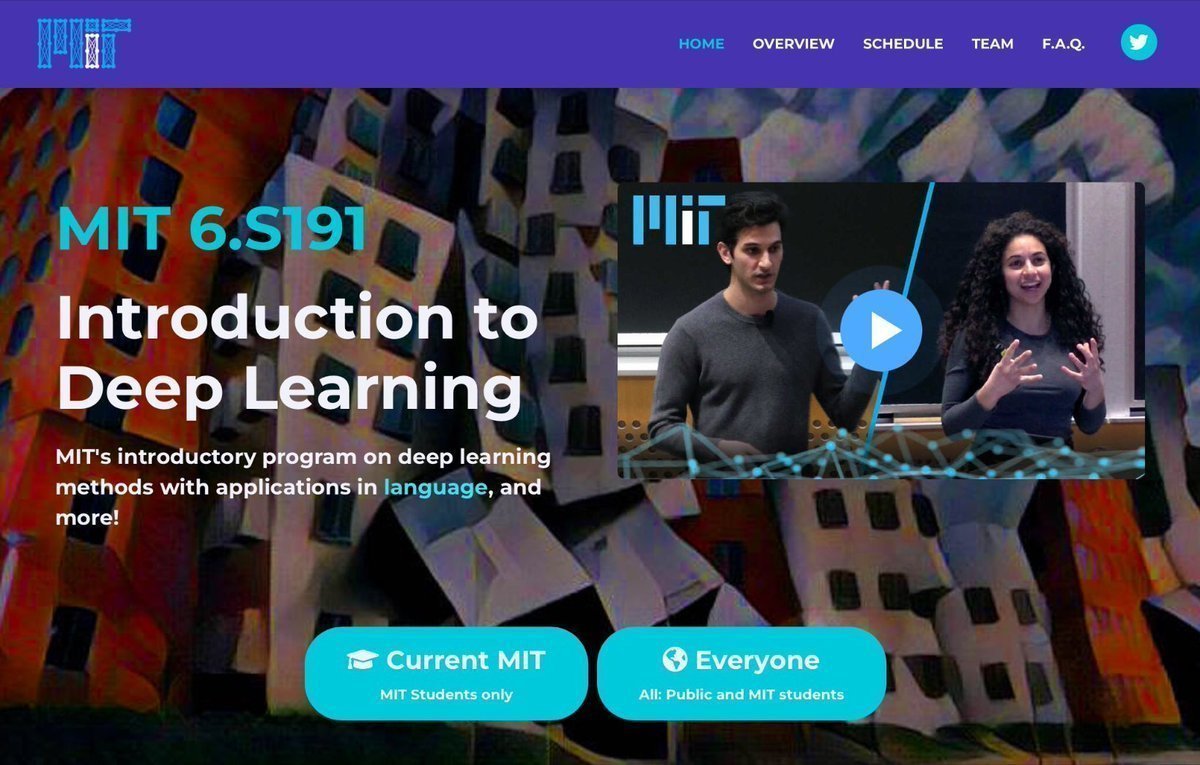 swapnakpanda's tweet image. 3. 6.S191 - Deep Learning

❯ Course Link
introtodeeplearning.com

❯ YouTube Playlist
youtube.com/playlist?list=…