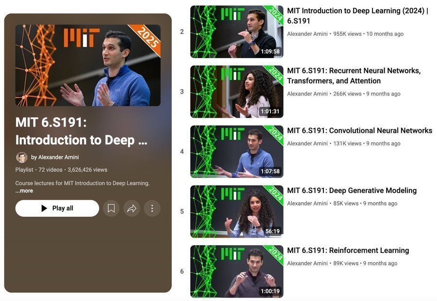 swapnakpanda's tweet image. 3. 6.S191 - Deep Learning

❯ Course Link
introtodeeplearning.com

❯ YouTube Playlist
youtube.com/playlist?list=…