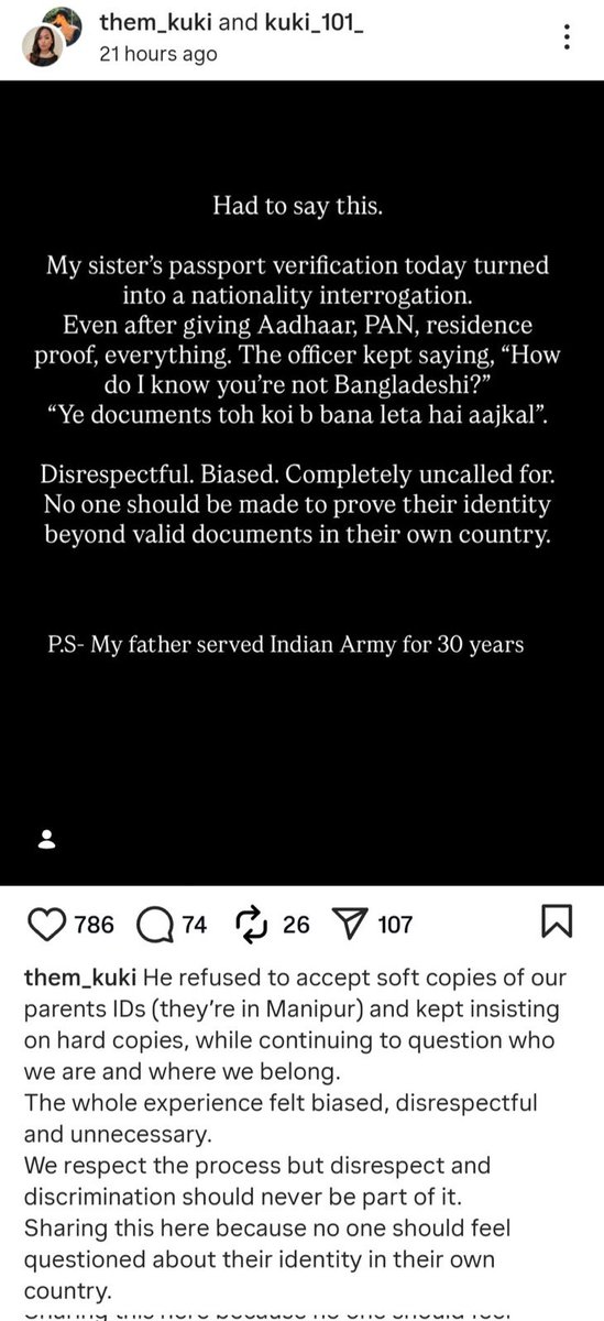 _protagonist1's tweet image. A man served in the Indian Army for 30 years!!
3 decades of his life was dedicated to this country.
His daughter wanted to get a passport, travel the world and what not.
But a simple process turned into a nightmare when the officer turned into an interrogator.
She was…