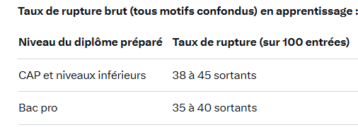 resistance3349's tweet photo. L'apprentissage, voie royale pour l'emploi. À condition d'en sortir : sur 100 entrants en CAP/Bac pro, entre 35 et 45 % de ruptures. 3 à 4 fois plus que de décrocheurs en LP ! Seul 1 sortant sur 3 retrouve un contrat !! @Dares_travail
Qui a analysé ce que deviennent ces exclus ?? https://t.co/pYczNk2Mv7