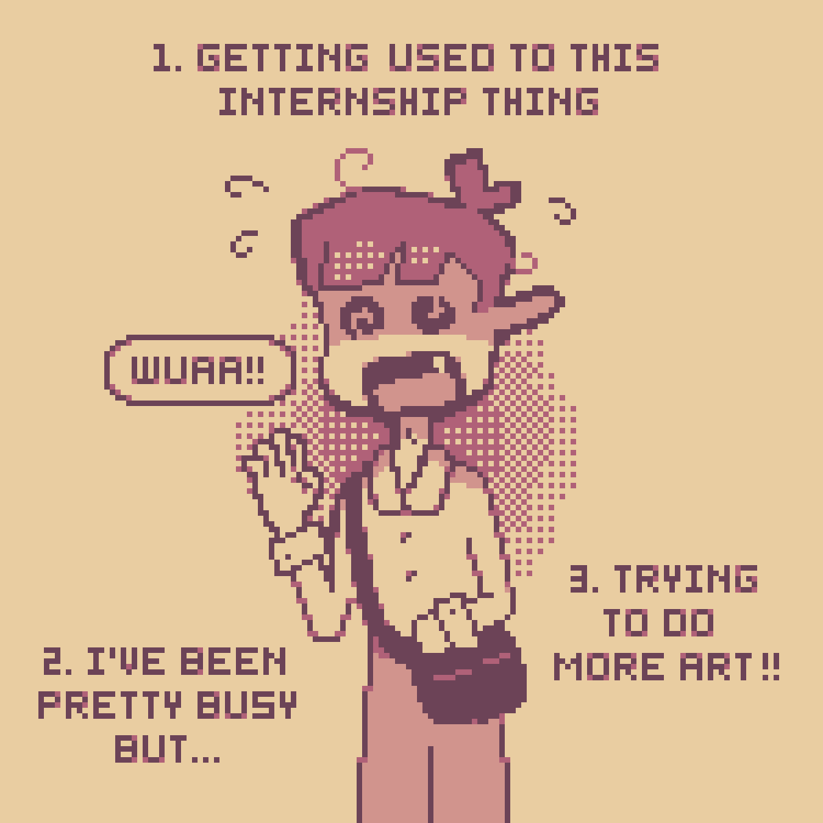 robinthehoo's tweet photo. I've gotten used to the new lifestyle with a bunch of stuff happening. I'm ready to add art and slowly streaming back into my schedule again !!
[Inspired by @graylure 's dailies · Palette by @Qirlfriend_] https://t.co/bomdAKWI4G