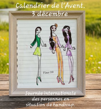 Noël 2025
Calendrier de l'Avent 

3 décembre 
#journeemondiale des personnes en situation de #Handicap 
Fleur DA 

#noel 
#calendrierdelavent
<a href="/Eglantine_EMEYE/">ÉMÉYÉ Églantine</a> 
<a href="/nikosaliagas/">Nikos Aliagas</a>