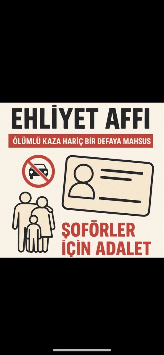 <a href="/mahirkilicc/">Mahir KILIÇ</a> <a href="/yilmaztunc/">Yılmaz TUNÇ</a> ŞoförünEkmeği Ehliyeti
#BirMilyonMağdur

Af bekliyoruz #EhliyetAffı <a href="/Akparti/">AK Parti</a> <a href="/RTErdogan/">Recep Tayyip Erdoğan</a> <a href="/AliYerlikaya/">Ali Yerlikaya</a>