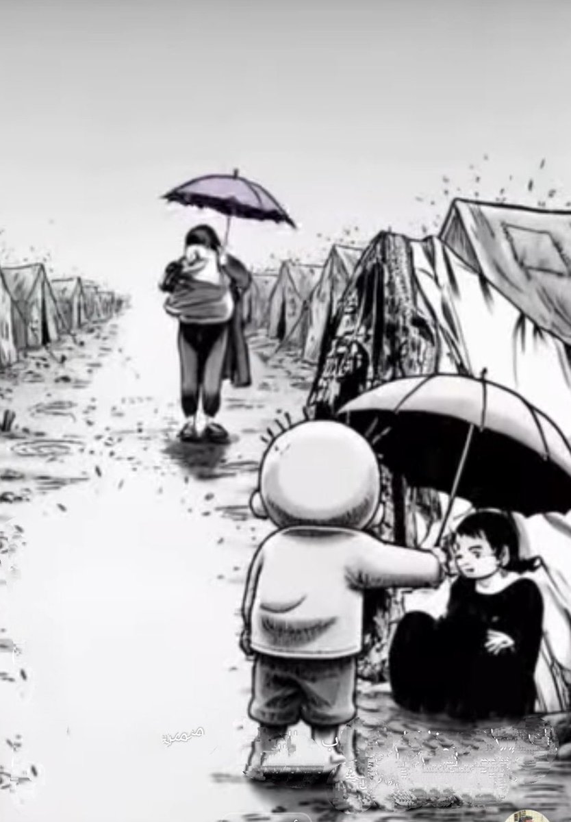 Mahayasir248909's tweet image. I walk alone, with a homeland collapsing in my heart.
Tents surround me, and the sky weeps over humanity.
Cold and rain follow my steps,
and the world no longer understands this pain.

We walk barefoot on thorns,
carrying a child in our hearts
and a dream whispering: Gaza will…