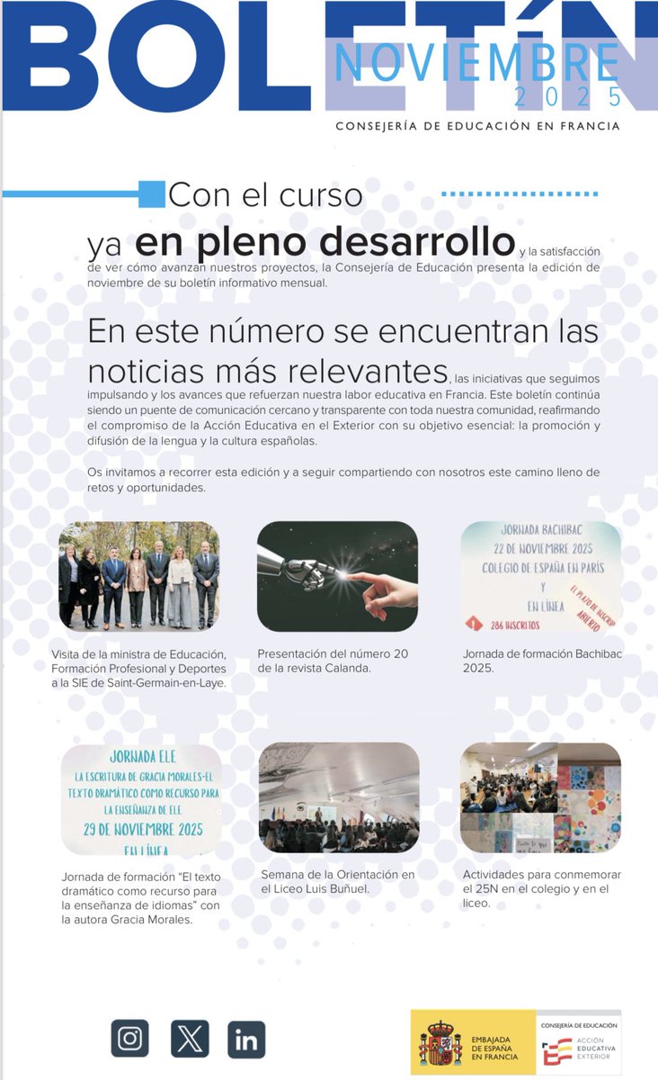 🗓️¡Ya está aquí el boletín de noviembre de la Consejeria de Educación 📚!