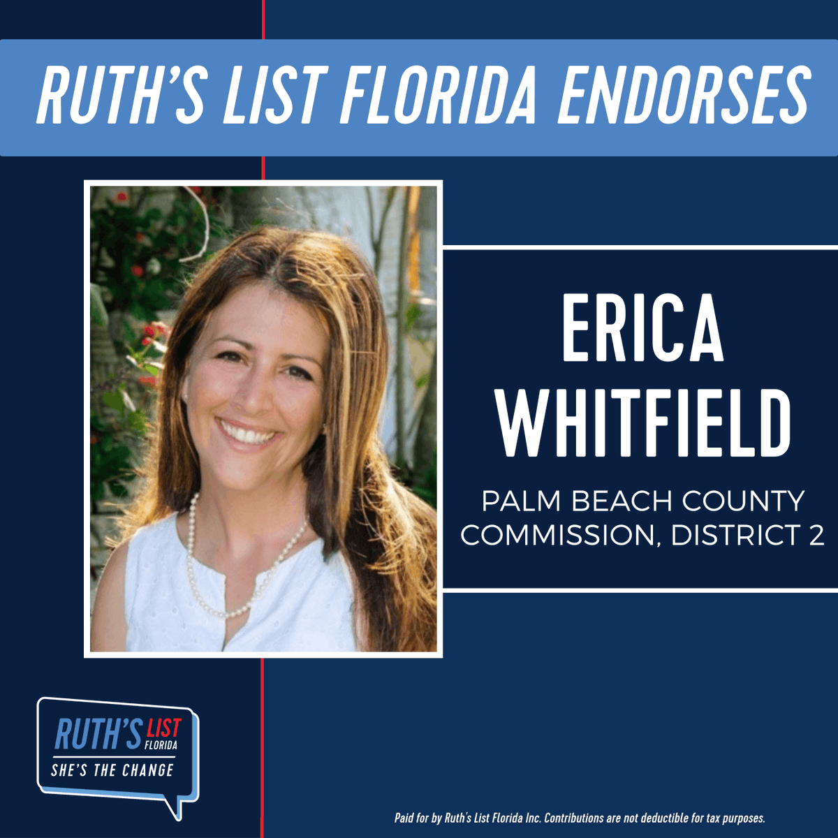 RuthsListFL's tweet photo. Announcing our endorsement of 3 exceptional pro-choice Democratic women in Florida! 

⭐ Jen Ahearn-Koch for Sarasota City Commission At-Large
⭐ Rachelle Litt for Palm Beach Gardens City Council Group 3
⭐ Erica Whitfield for Palm Beach County Commission District 2. https://t.co/BxsVNweilf