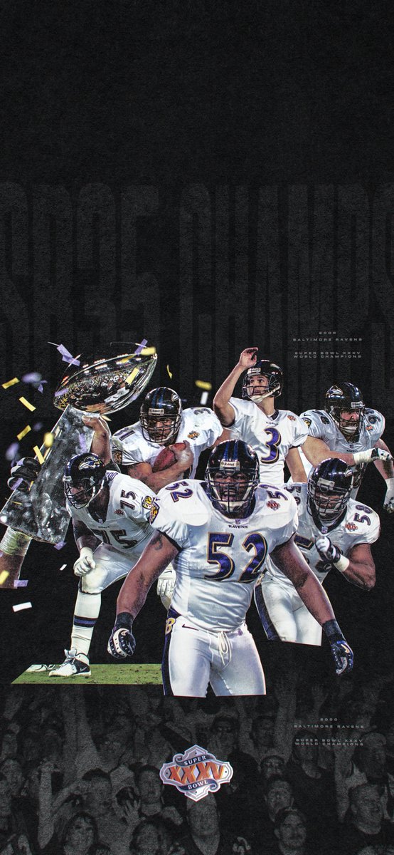 Ravens's tweet image. Celebrating the Super Bowl XXXV team this week #WallpaperWednesday