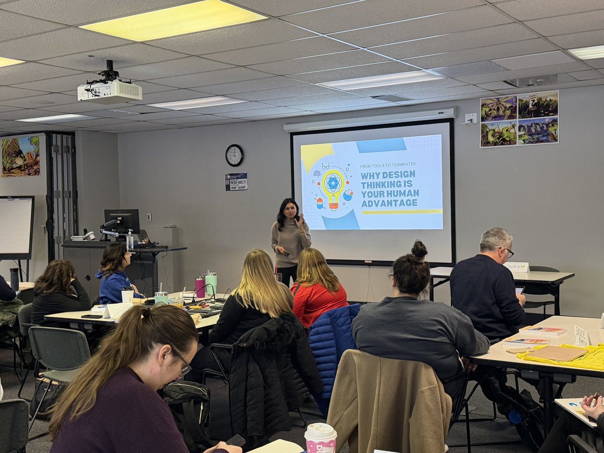 jlbowling's tweet photo. Thrilled to have Dr. Sabba Quidwai join our #RESAmakers group today to share how design thinking is our human advantage when it comes to AI. @askMsQ @WayneRESA @GabrionLaura https://t.co/7L3l1VaHje