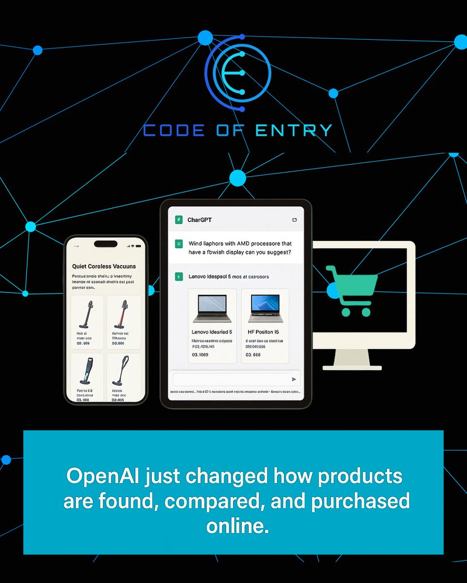 codeofentry's tweet image. OpenAI has transformed how products are discovered, compared, and bought online. Code of Entry develops strategies for the new commerce funnel.