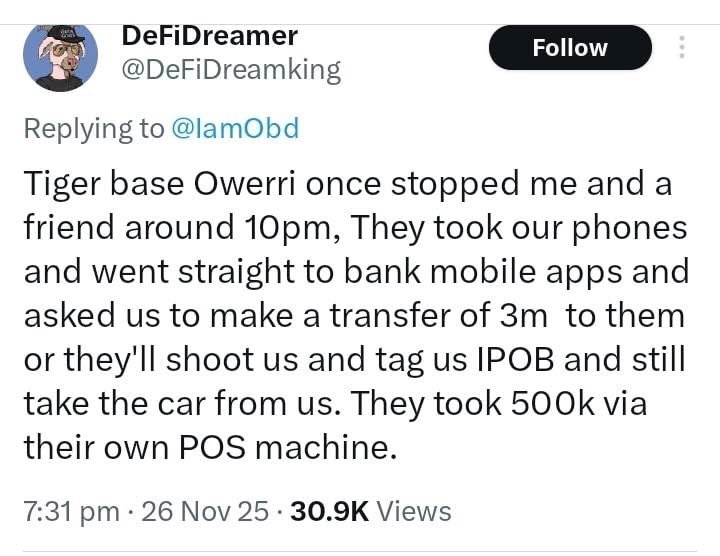 Nedumcity_'s tweet photo. This is the Tiger Base Owerri. These guys have extorted millions from families and young people. Enough is Enough. https://t.co/6PIv20txQI