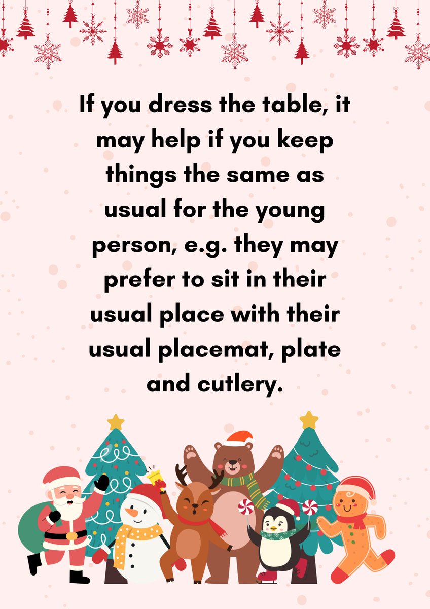 TT_Therapy's tweet photo. Christmas Tips Day 20 - Tips for dinner.
#Neurodiversity #AutismFriendly #ChristmasTips #SensorySupport #ChristmasCountdown #InclusiveChristmas https://t.co/DG8VZ00Vjo