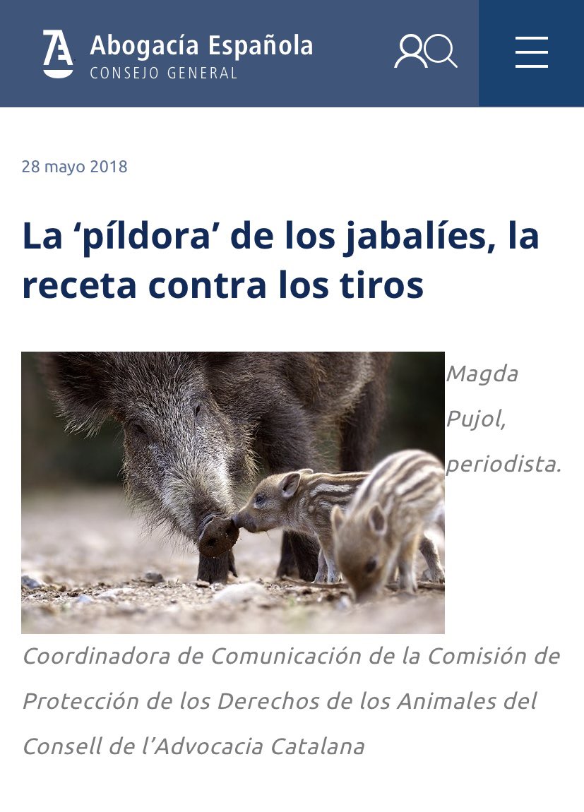 Hoy más que nunca está vigente este artículo de 2018 en <a href="/Abogacia_es/">Abogacía Española</a> . Cuanto mayor es el control poblacional efectivo, menor es el riesgo de emergencias veterinarias. Es ciencia y sentido común!
🐗💉📲⤵️
abogacia.es/publicaciones/…
