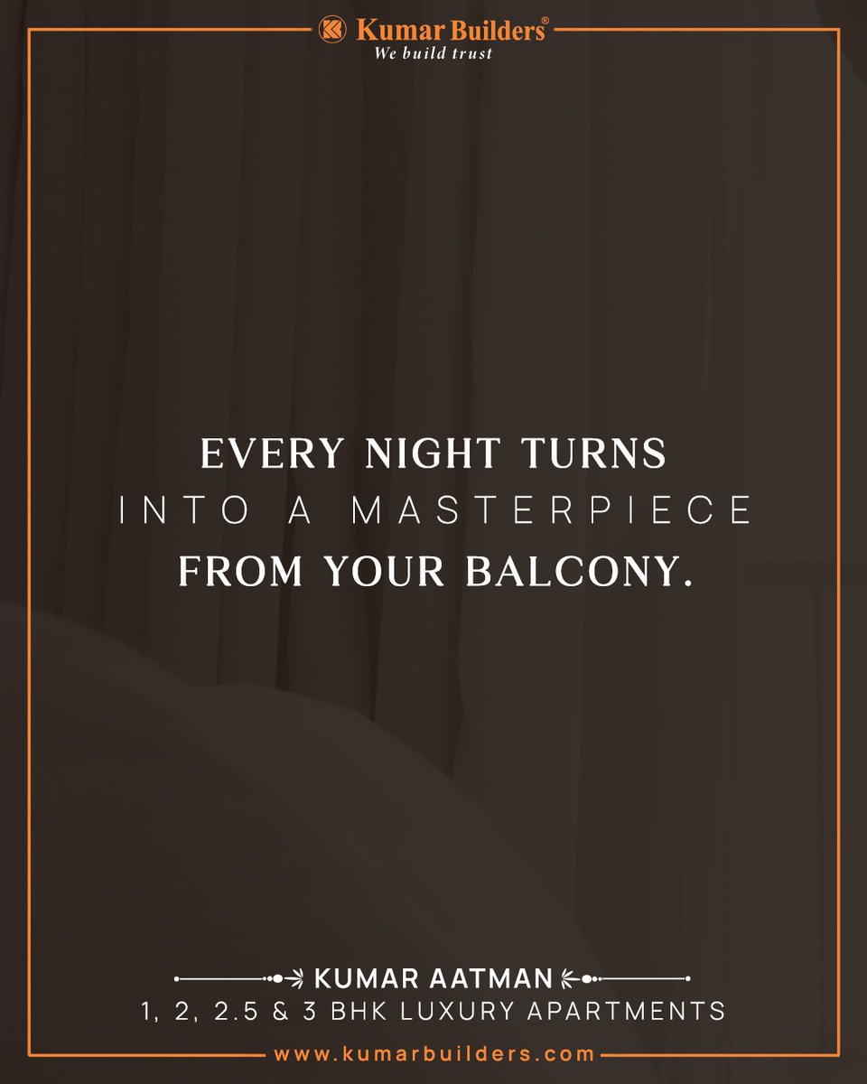 kumarbuilders01's tweet photo. Imagine unwinding on your private balcony, the city lights painting a breathtaking panorama below. At Kumar Aatman, Baner, every night is an experience.
Inquire now! At: +91 86001 00610
#punerealestate #kumarbuilders
(residential projects pune, kumar builders) https://t.co/p4MnWcZGf1