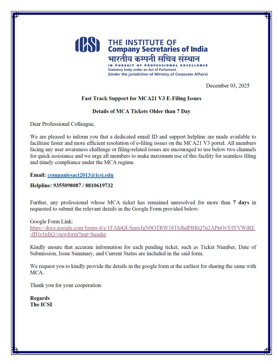 Institute of Company Secretaries of India (ICSI) tweet media