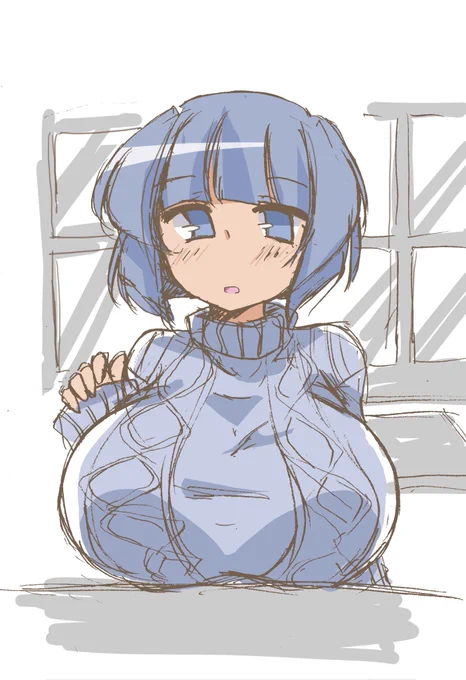 大きいニットが描きたくなったので…