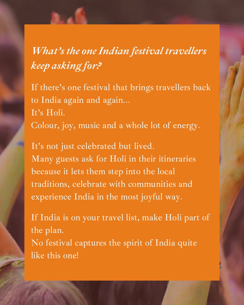 Meet Ramesh Chandra, Deputy General Manager- Leisure, as he highlights why Holi remains a favourite cultural experience for travellers.
Many visitors plan their trips around Holi because it’s the most fun-filled and boisterous of Indian festivals.