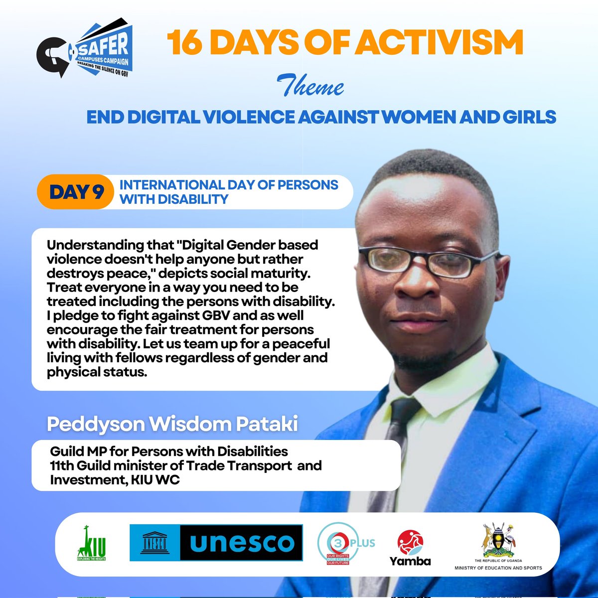 Violence against the Disabled is not just wrong , it's betrayal of Humanity, End GBV among people with special needs .
#EndGBV #Disability #safeecampus #Respect #Diginity #Love #kindness <a href="/O3Plus_KIU/">O3Plus KIU</a>