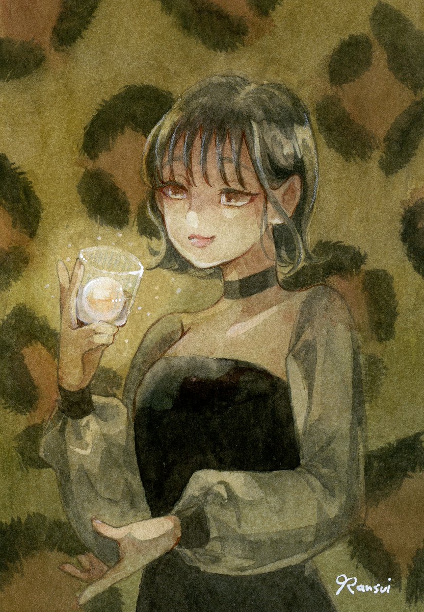 Taste」透明水彩 2025年 ＃軸を置く 展示予定 こちらも月を作品に