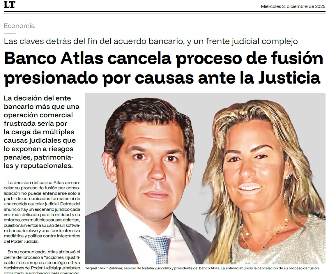JOSEESCAURIZA's tweet image. Banco Atlas canceló su fusión. No fue “solo” por una medida cautelar ni por un juez “malo”. Fue porque arrastra un combo explosivo: causas por presunto lavado de dinero, uso irregular de software clave y un desgaste reputacional que ya no se podía tapar. latribuna.com.py/economia/27359…