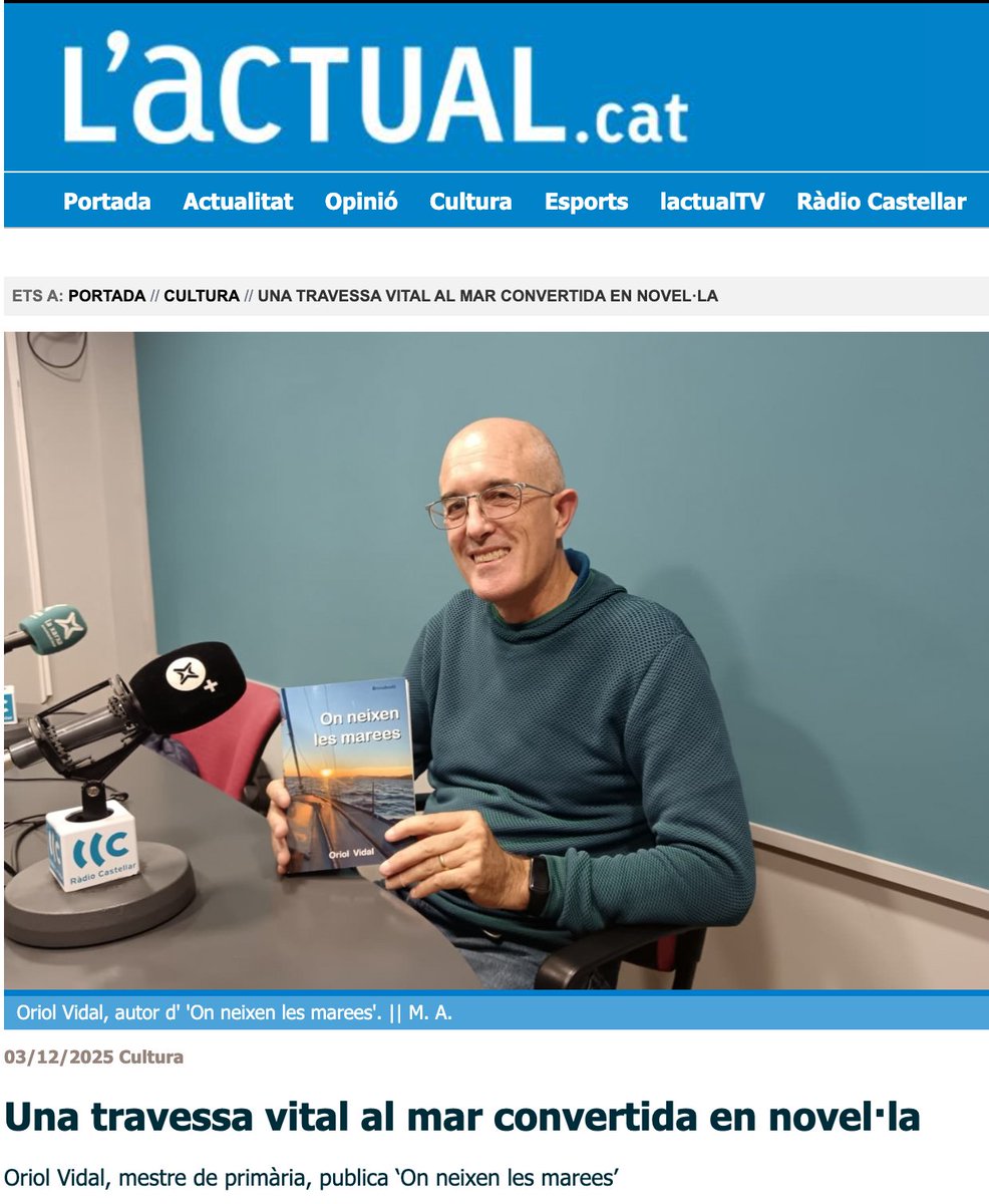 L'actual.cat, mitjà de comunicació de Castellar del Vallès, publica la noticia del nou llibre d'Oriol Vidal.
Llegeix -la sencera a:
lactual.cat/cultura/traves…