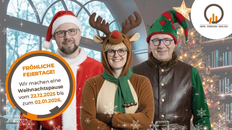 DanielSteinborn's tweet photo. 📢 Hinweis: Unsere Kanzlei ist vom 22.12.2025 bis 02.01.2026 wegen Betriebsferien geschlossen. 😊

Dringende Anliegen bitte rechtzeitig vorher klären. ☎️
Ab 05.01.2026 sind wir wieder für Sie da.

Frohe Feiertage wünscht Ihr HSH-Team 🧡 https://t.co/vu4AiE7Gfi