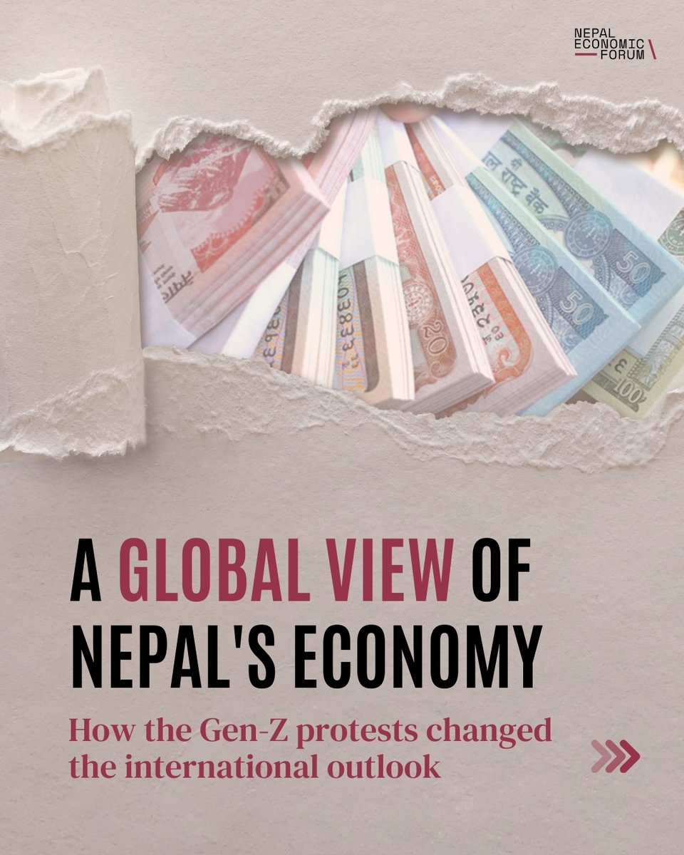 NEFNepal's tweet image. How did the Gen-Z protests reshape the global perception of Nepal’s economy? Swipe to explore how the world responded.

#NEF2025 #NepalEconomy #GenZProtests #InternationalOutlook #FDI #TourismTrends #EconomicForecasts