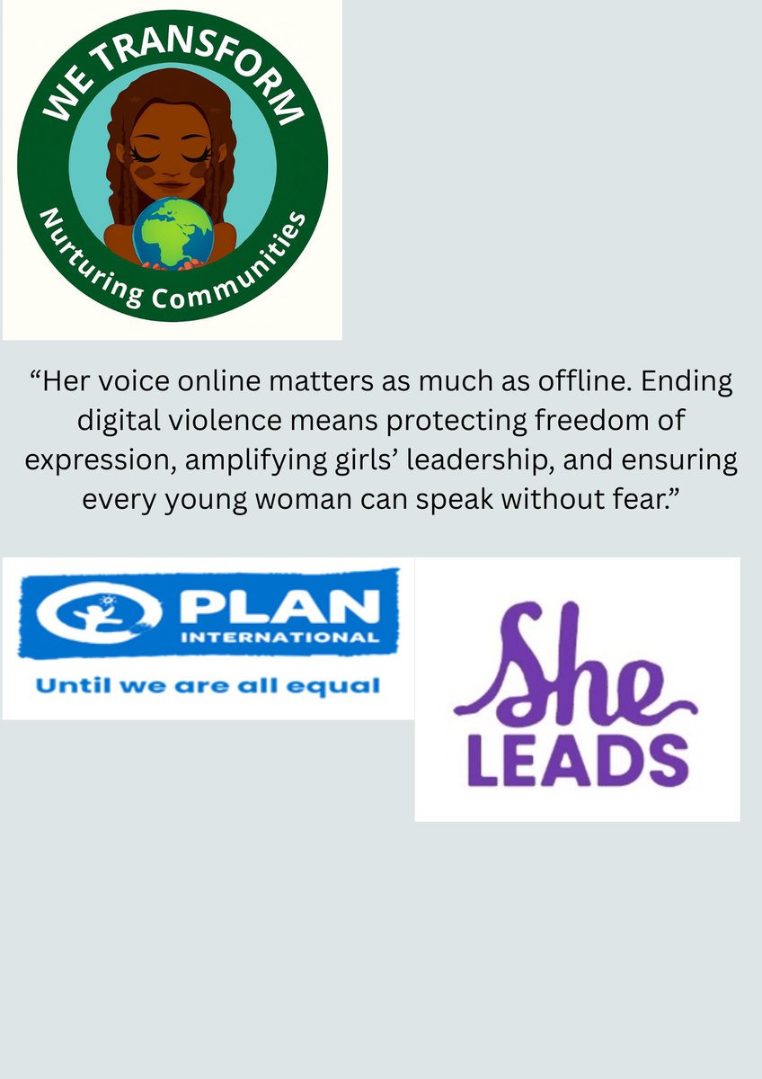 We’re standing with girls and young women to end digital violence and protect freedom of expression. #SheLeads #SafeOnline #EndDigitalViolence #SheLeadsPooledGrant <a href="/PlanAULiaison/">Plan International African Union LO</a> <a href="/SheLeadsGAN/">She Leads Advocacy Network</a> <a href="/mercyakim2/">Nakandi Mercy</a> <a href="/Slyclare12/">Sylvia Clare</a>