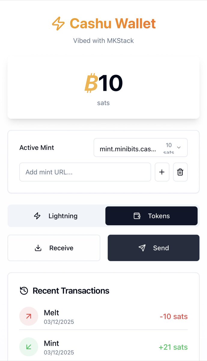 You can now vibe code a <a href="/CashuBTC/">Cashu</a> and Lightning wallet just by speaking to a laptop. Things are moving fast 😁