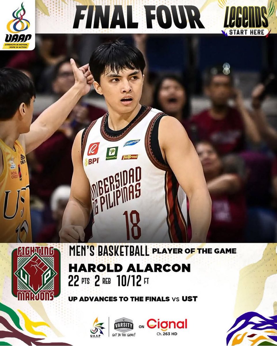 _jakenhypenn's tweet photo. last 2 UP vs UST matches 🐯✊🏼

both 1-point UP win
both Harold Alarcon POG
both 22pts by the Silay City native 

iba ka, Harold 😮‍💨 https://t.co/uZwEd76lpY