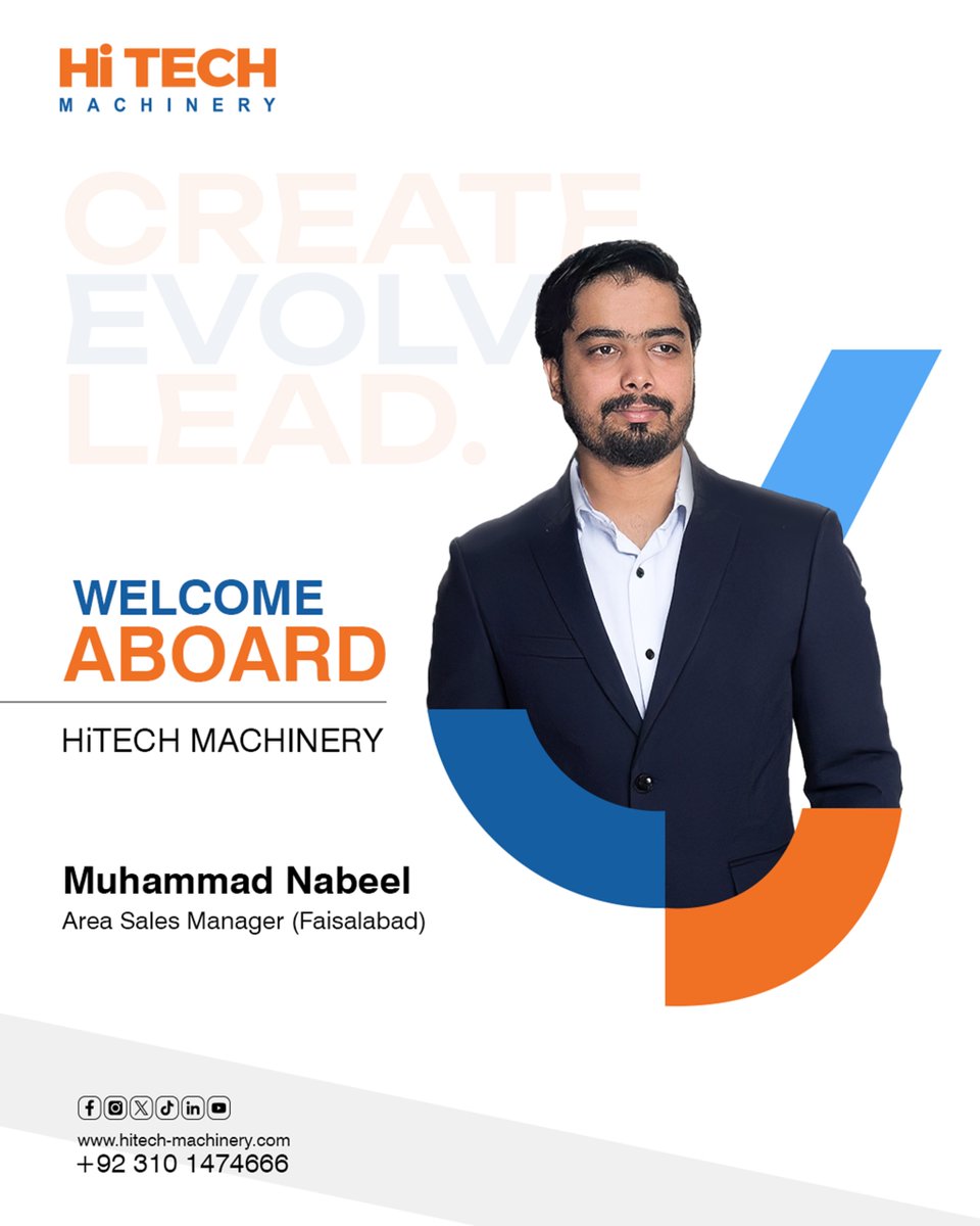 hitech_machine1's tweet image. 𝐖𝐞𝐥𝐜𝐨𝐦𝐞 𝐀𝐛𝐨𝐚𝐫𝐝!

HiTech Machinery welcomes Muhammad Nabeel, our new Area Sales Manager (Faisalabad). Excited for the growth ahead together !

#HiTechMachinery #WelcomeAboard #TeamGrowth