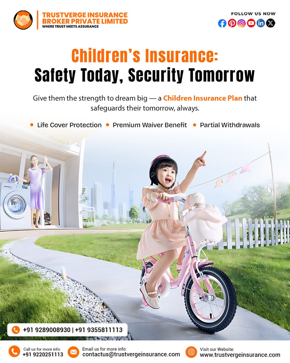 trustverge's tweet image. Give your child the freedom to dream big!
Secure their tomorrow with a Children’s Insurance Plan that offers life cover, premium waiver &amp;amp; partial withdrawals.
Safety today means confidence tomorrow.
Choose smart. Choose Trustverge Insurance.
#ChildInsurance #SecureFuture