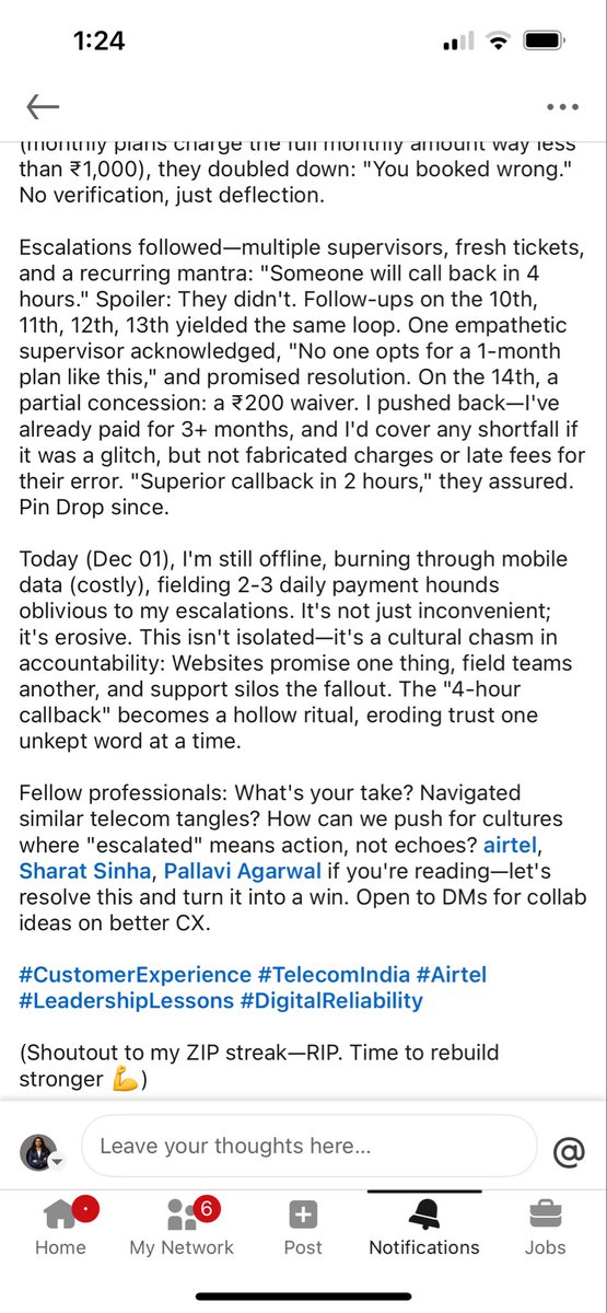 rashmirathi_com's tweet photo. Putting this on X now to run a quick real-world experiment:
Does X get faster resolution from Indian telecom giants than LinkedIn?⏱️
@AirtelIndia @AirtelPresence – clock’s ticking!
(Will happily declare the winner once my broadband is back 😄)
#Airtel #XvsLinkedInChallenge https://t.co/LYgz5Tz0px