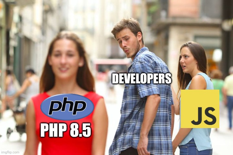 code_ayom's tweet image. 😂 Developers when PHP drops a new version